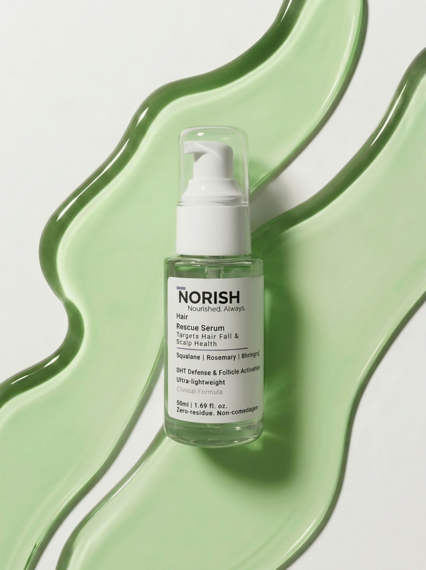 NORISH Hair Rescue Serum ingredients — 15 pure plant oils zero chemicals